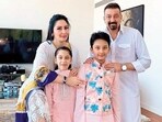 Sanjay Dutt with wife Manaayata, son Shahraan and daughter Iqra.