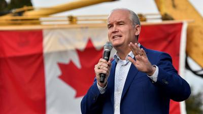 Conservative Party leader Erin O’Toole speaks to supporters during an election campaign visit to North Vancouver, British Columbia, Canada. (REUTERS) Conservative Party leader Erin O’Toole speaks to supporters during an election campaign visit to North Vancouver, British Columbia, Canada. (REUTERS)