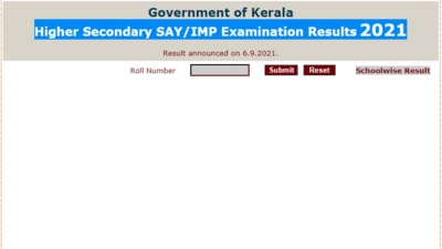 DHSE Kerala SAY results 2021: Candidates who have taken the DHSE SAY exam 2021 can check their results on the official website for Kerala results at keralaresults.nic.in. (keralaresults.nic.in)