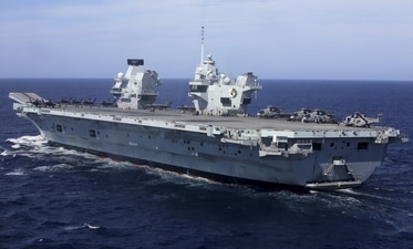 British Royal Navy's HMS Queen Elizabeth is currently anchored at naval base in Yokosuka, Kanagawa Prefecture, Japan. It is Britain’s largest and most-powerful warship. HMS Queen Elizabeth is capable of carrying up to 40 aircraft such as F-35 stealth fighters, according to the Royal Navy. (AP) British Royal Navy's HMS Queen Elizabeth is currently anchored at naval base in Yokosuka, Kanagawa Prefecture, Japan. It is Britain’s largest and most-powerful warship. HMS Queen Elizabeth is capable of carrying up to 40 aircraft such as F-35 stealth fighters, according to the Royal Navy. (AP)