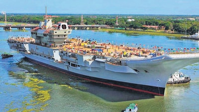 INS Vikrant, the first indigenously-built, was undocked in 2015 at a simple ceremony at the Cochin Shipyard Limited. (File photo)