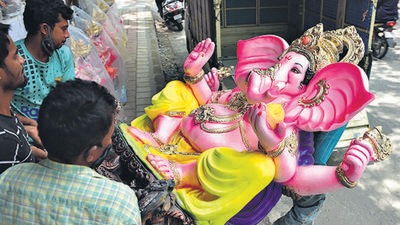 A senior official said it has been clearly stated that the height of the idols installed at public places and in houses should not be more than 4 ft and 2 ft, respectively. (PTI) A senior official said it has been clearly stated that the height of the idols installed at public places and in houses should not be more than 4 ft and 2 ft, respectively. (PTI)