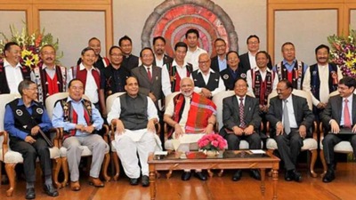 File photo: Prime Minister Narendra Modi with Union home minister Rajnath Singh, Chairman of NSCN (IM) Isak Chishi Swu, NSCN (IM) General Secretary Thuingaleng Muivah NSA, Ajit Doval and others at the signing ceremony of historic peace accord between Government of India & NSCN, in New Delhi on August 3, 2015. (PTI) File photo: Prime Minister Narendra Modi with Union home minister Rajnath Singh, Chairman of NSCN (IM) Isak Chishi Swu, NSCN (IM) General Secretary Thuingaleng Muivah NSA, Ajit Doval and others at the signing ceremony of historic peace accord between Government of India & NSCN, in New Delhi on August 3, 2015. (PTI)