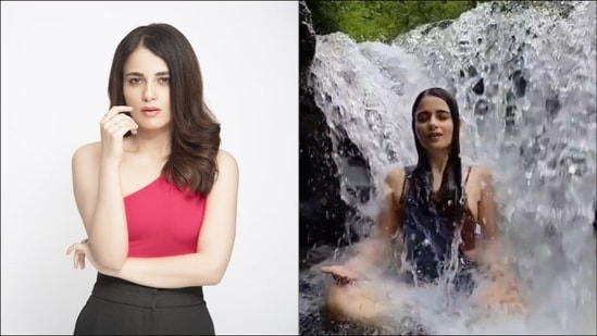 Radhika Madan's Siddhasana under waterfall is giving us travel and fitness FOMO(Instagram/radhikamadan)