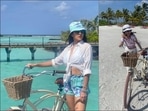 From improving mental well being to strengthening immune system, cycling is packed with various health benefits and Sara Ali Khan inspired us to add it this cardio exercise to our fitness routine as she hits the Maldives beach on a bicycle with her best friend to celebrate the latter's birthday(Instagram/saraalikhan95)