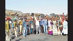 Labourers demand jobs during a protest in Dhanbad, in 2018. (HT file photo) Labourers demand jobs during a protest in Dhanbad, in 2018. (HT file photo)