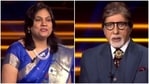 Kaun Banega Crorepati 13: Amitabh Bachchan with contestant Kalpana Singh of Gwalior. Kaun Banega Crorepati 13: Amitabh Bachchan with contestant Kalpana Singh of Gwalior.