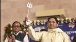 Bahujan Samaj Party supremo Mayawati during the 'Vichhar Sangosthi' of Prabudh Sammelan at party office in Lucknow on Tuesday. (PTI) Bahujan Samaj Party supremo Mayawati during the 'Vichhar Sangosthi' of Prabudh Sammelan at party office in Lucknow on Tuesday. (PTI)