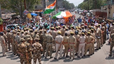 A special committee of Punjab Vidhan Sabha, constituted for probing into the atrocities by Delhi Police on farmers, youth and others in the aftermath of incidents on January 26, on Tuesday submitted its report to speaker Rana KP Singh. (PTI) A special committee of Punjab Vidhan Sabha, constituted for probing into the atrocities by Delhi Police on farmers, youth and others in the aftermath of incidents on January 26, on Tuesday submitted its report to speaker Rana KP Singh. (PTI)