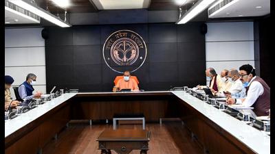 Chief minister Yogi Adityanath during a Covid-19 review meeting in Lucknow on Tuesday. (Photo sourced) Chief minister Yogi Adityanath during a Covid-19 review meeting in Lucknow on Tuesday. (Photo sourced)