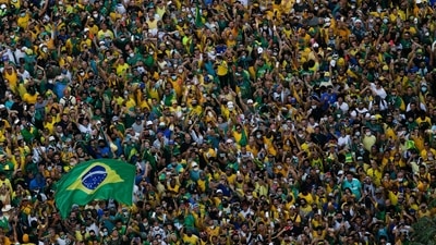 People take part in a demonstration in support of Brazilian President Jair Bolsonaro in Sao Paulo. (AFP)