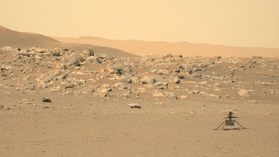 American space agency Nasa's Ingenuity Mars Helicopter captured by Mars Perseverance rover. (AFP Photo)