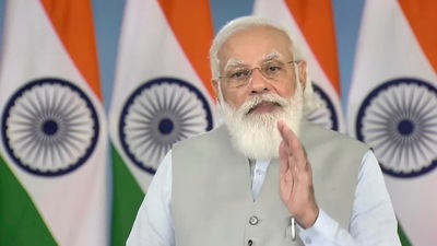 Prime Minister Narendra Modi speaks while launching key initiatives in education sector at the inaugural conclave of Shikshak Parv, in New Delhi on Tuesday.&nbsp; (PTI Photo)