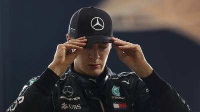 Mercedes confirm Russell (in frame) replacing Bottas from 2022 (Pool via REUTERS)
