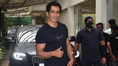 Sonu Sood was seen at dubbing studio in Juhu. (Varinder Chawla)