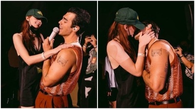 Joe Jonas and Sophie Turner at the Jonas Brothers' Remember This Tour. Joe Jonas and Sophie Turner at the Jonas Brothers' Remember This Tour.