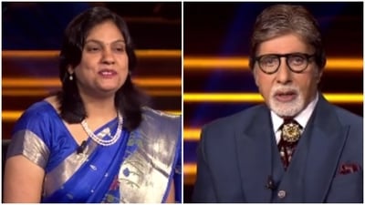 Kaun Banega Crorepati 13: Amitabh Bachchan with contestant Kalpana Singh of Gwalior. Kaun Banega Crorepati 13: Amitabh Bachchan with contestant Kalpana Singh of Gwalior.