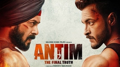 Salman Khan with Aayush Sharma in the first poster of Antim: The Final Truth. Salman Khan with Aayush Sharma in the first poster of Antim: The Final Truth.