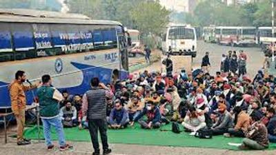 Women passengers, who avail free travel facility in Punjab Roadways buses, were a harried lot as they had to pay for travel in private buses in Ludhiana because of the strike. (Representative Image/HT File)