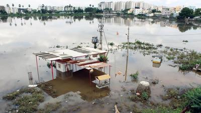 The state government also deployed a section of its Disaster Response Force (DRF) to the flood-hit Sircilla. (ANI) The state government also deployed a section of its Disaster Response Force (DRF) to the flood-hit Sircilla. (ANI)