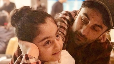 Ranbir Kapoor with his niece Samara. Ranbir Kapoor with his niece Samara.