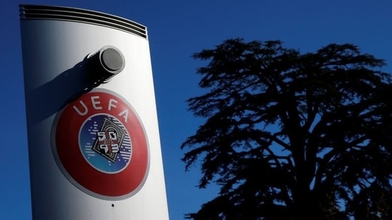 FILE PHOTO: A logo is pictured outside the UEFA in Nyon, Switzerland(REUTERS)