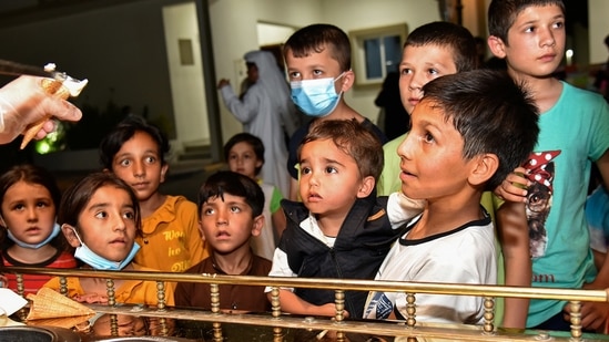 Unicef along with its partner agencies have been involved in registering the evacuees who have been airlifted out of Kabul since August 14. (Qatar Government Communications Office via AP)