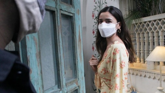 Alia Bhatt looked at the camera outside a restaurant in Bandra.(Varinder Chawla)