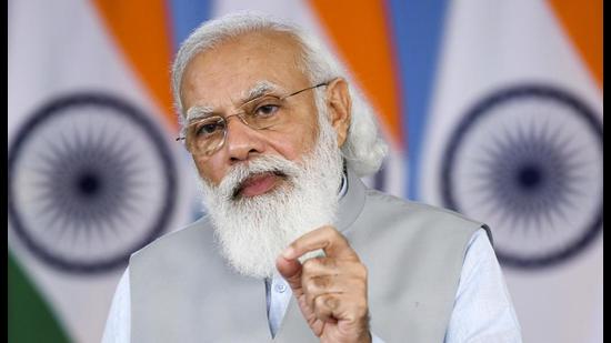 Prime Minister Narendra Modi addresses the inaugural conclave of 'Shikshak Parv', through video conferencing, in New Delhi, on Tuesday. (PTI)