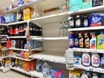 Empty shelves at a Tesco supermarket in central London.