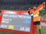 Sumit Antil sets a World Record at Tokyo Paralympics with a throw of 68.55m to clinch a gold medal(Twitter)