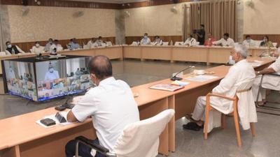 Bihar CM Nitish Kumar holds review meeting at CM Secretariat in Patna on Wednesday. (Santosh Kumar/HT Photo) Bihar CM Nitish Kumar holds review meeting at CM Secretariat in Patna on Wednesday. (Santosh Kumar/HT Photo)