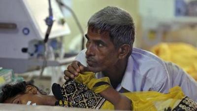 All 84 beds in the paediatric unit of Patna’s Nalanda Medical College Hospital (NMCH) were full on Wednesday. These included 22 beds of NICU, 15 of PICU and eight in the paediatric emergency. A day before, 87 children were admitted as against 84 beds available. (Image used for representation). (AP PHOTO.) All 84 beds in the paediatric unit of Patna’s Nalanda Medical College Hospital (NMCH) were full on Wednesday. These included 22 beds of NICU, 15 of PICU and eight in the paediatric emergency. A day before, 87 children were admitted as against 84 beds available. (Image used for representation). (AP PHOTO.)