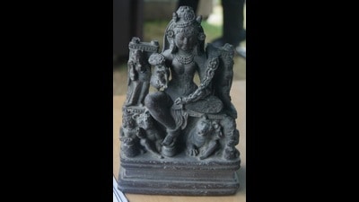 The idol was retrieved on August 13 from Jhelum at Pandrethan area of Srinagar. (Photo: Twitter)