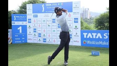 Yashas Chandra in action during the PGTI Players Championship at Panchkula Golf Club. (IANS)