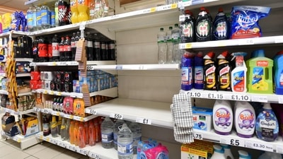 Empty shelves at a Tesco supermarket in central London. (AFP)