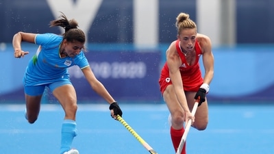India's Sharmila Devi in action against Great Britain at Tokyo 2020 (Alexander Hassenstein/Getty Images)