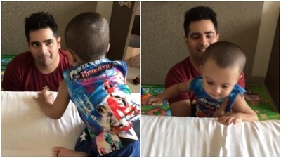 Karan Mehra with son Kavish Mehra. Karan Mehra with son Kavish Mehra.