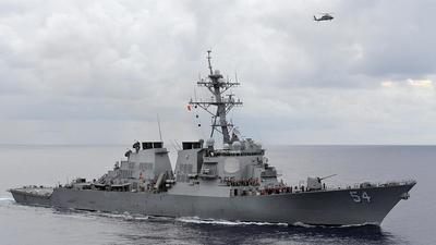The US Navy guided-missile destroyer USS Curtis Wilbur in the Philippine Sea. The destroyer sailed within 12 nautical miles of an island claimed by China and two other states in the South China Sea on January 30, 2016 to counter efforts to limit freedom of navigation, the Pentagon said. (REUTERS)