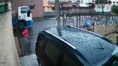 The image is taken from the video showing the sanitation worker saving a kid's life. (Screengrab)
