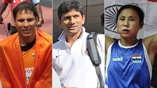 Devendra Jhajharia (L), &nbsp;former cricketer Venkatesh Prasad (center) and former boxer L Sarita Devi have been named in National Sports Awards selection committee.(HT Collage)