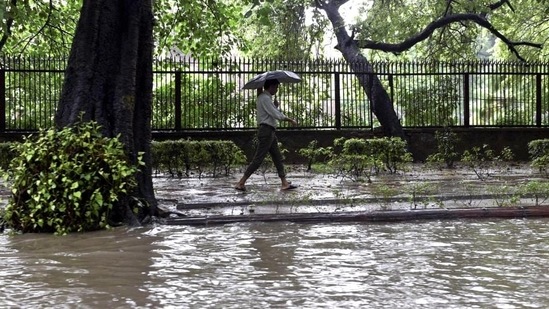 The road connecting the town was blocked due to a landslide at the Chandsaili Ghat after heavy rainfall lashed the district. (PTI)