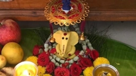 This Ganesh idol is made of rice flour.(Instagram/the_sugar_wand)