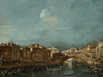 Regatta at the Rialto Bridge (1770-9), an oil-on-canvas work by Francesco Guardi (1712–93) features the Rialto Bridge, one of the top tourist attractions in Venice. Few know that it replaced a rickety wooden version in 1591 and that people feared the new one would collapse under its own weight. Guardi captures the morning light and shadows, the dozens of human figures participating in the boat race and Venice’s distinctive architecture in the background.(Courtesy Museum of Fine Arts, Houston, USA)