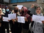 Women gather to demand their rights under the Taliban rule during a protest in Kabul, Afghanistan, earlier this month. Women gather to demand their rights under the Taliban rule during a protest in Kabul, Afghanistan, earlier this month. 