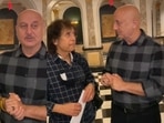 Anupam Kher met Zakir Hussain in New York.