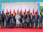 Prime Minister Narendra Modi meets Indian contingent of the 2020 Summer Paralympics, in New Delhi.(PTI) Prime Minister Narendra Modi meets Indian contingent of the 2020 Summer Paralympics, in New Delhi.(PTI)