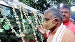West Bengal BJP President and MP Dilip Ghosh during the funeral of party worker Abhijit Sarkar, who was allegedly killed in post-poll violence by Trinamool Congress, at BJP headquarters in Kolkata, Thursday. (PTI) West Bengal BJP President and MP Dilip Ghosh during the funeral of party worker Abhijit Sarkar, who was allegedly killed in post-poll violence by Trinamool Congress, at BJP headquarters in Kolkata, Thursday. (PTI)
