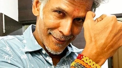 The first picture was of Milind Soman flaunting the rakhis that he received from his sisters on Raksha Bandhan. (Instagram/milindrunning)