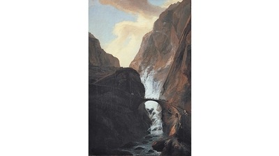 Devil’s Bridge is one of the most popular paintings by Caspar Wolf (1735–1783). It depicts the bridge in the Saint Gothard Pass across the Schöllenen Gorge, linking northern and southern Switzerland. The regions were connected by a wooden bridge since the 1200s. This work was probably painted in 1775 – when the bridge was wide enough to allow a carriage to pass, boosting trade and tourism greatly. (Wikimedia Commons) Devil’s Bridge is one of the most popular paintings by Caspar Wolf (1735–1783). It depicts the bridge in the Saint Gothard Pass across the Schöllenen Gorge, linking northern and southern Switzerland. The regions were connected by a wooden bridge since the 1200s. This work was probably painted in 1775 – when the bridge was wide enough to allow a carriage to pass, boosting trade and tourism greatly. (Wikimedia Commons)